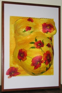 Bauch mit rotem Mohn